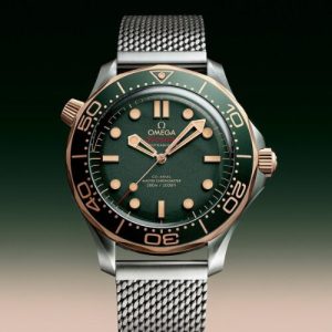 Omega Seamaster Dive Watch with Green Dial and Rose Gold Accents