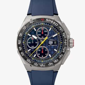 TAG Heuer Chronograph Watch with a Blue Dial and Blue Rubber Strap