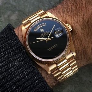 Rolex Yellow Gold Onyx Day-Date Watch