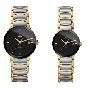 Rado Centrix Gold Silver Black Dial 5477 Couple