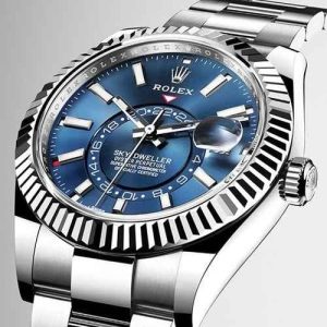 Rolex Sky‑Dweller watch Oyster steel blue dial